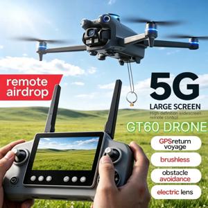 오리지널 GT60 접이식 GPS 드론 8K HD 4K 스크린 탑재 브러시리스 에어드롭 장애물 회피 5G FPV 듀얼 카메라 쿼드콥터