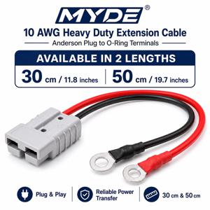 10 AWG 헤비 앤더슨 플러그-링 터미널 배터리 전원 케이블 30cm-50cm