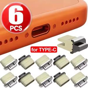 6-1PCS 방진 플러그 투명 충전 포트 DIY 먼지 플러그 아이폰 타입-C 플러그 스토퍼 보호 캡 휴대폰 펜던트