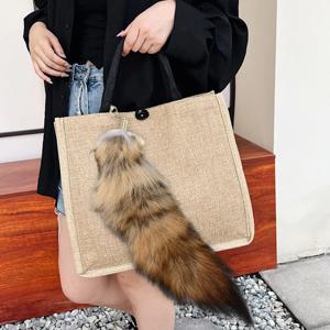 부드러운 인조 꼬리 펜던트 키체인 패션 가방 지갑 플러시 키링 여성용 백팩 액세서리