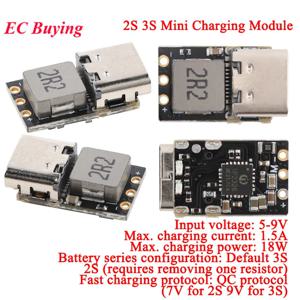 20개/1개 2S/3S BMS 18W DC 4.5-9.5V 3.7V 1.5A 리튬 배터리 충전 부스트 모듈 QC 고속 충전 전압 표시등 타입-C