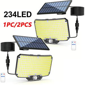 234 LED 태양광 조명 야외 모션 센서 황혼에서 새벽까지 작동하는 태양열 보안 투광등, 벽 정원용 분리형 16.5피트 케이블