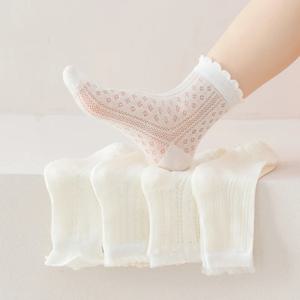 5 짝/대 어린이 메쉬 양말 2-12 세 소녀 여름 얇은 통기성 어린이 양말 달콤한 패션 화이트 공주 레이스 양말 새로운