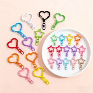 10/20/50pcs 캔디 컬러 스냅 후크 스타 하트 키 체인 랍스터 걸쇠 후크 키 링 키 체인 DIY 쥬얼리 만들기 액세서리