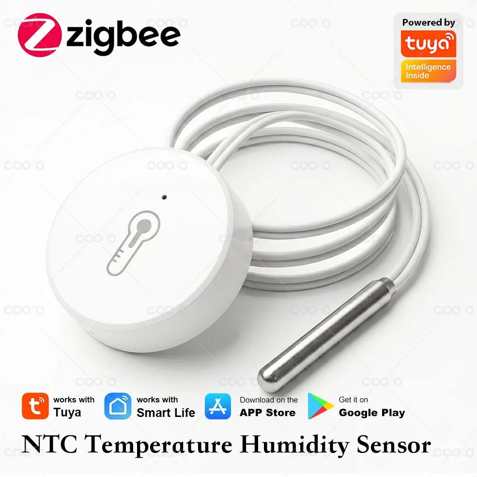 Zigbee NTC 온도 습도 센서 스테인레스 스틸 프로브는 수족관 수영장 욕조 냉동고 실험실 액체 온도를 감지합니다.