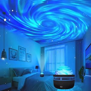 오로라 프로젝터 LED 램프 리모컨 USB 5V 프로젝터 무드등 색상 변경 가능, 방 꾸미기 및 어린이 생일 선물용
