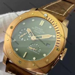 47MM 브론즈 오토매틱 기계식 남성용 시계 야광 다이빙 스포츠 아웃도어 패션 손목시계