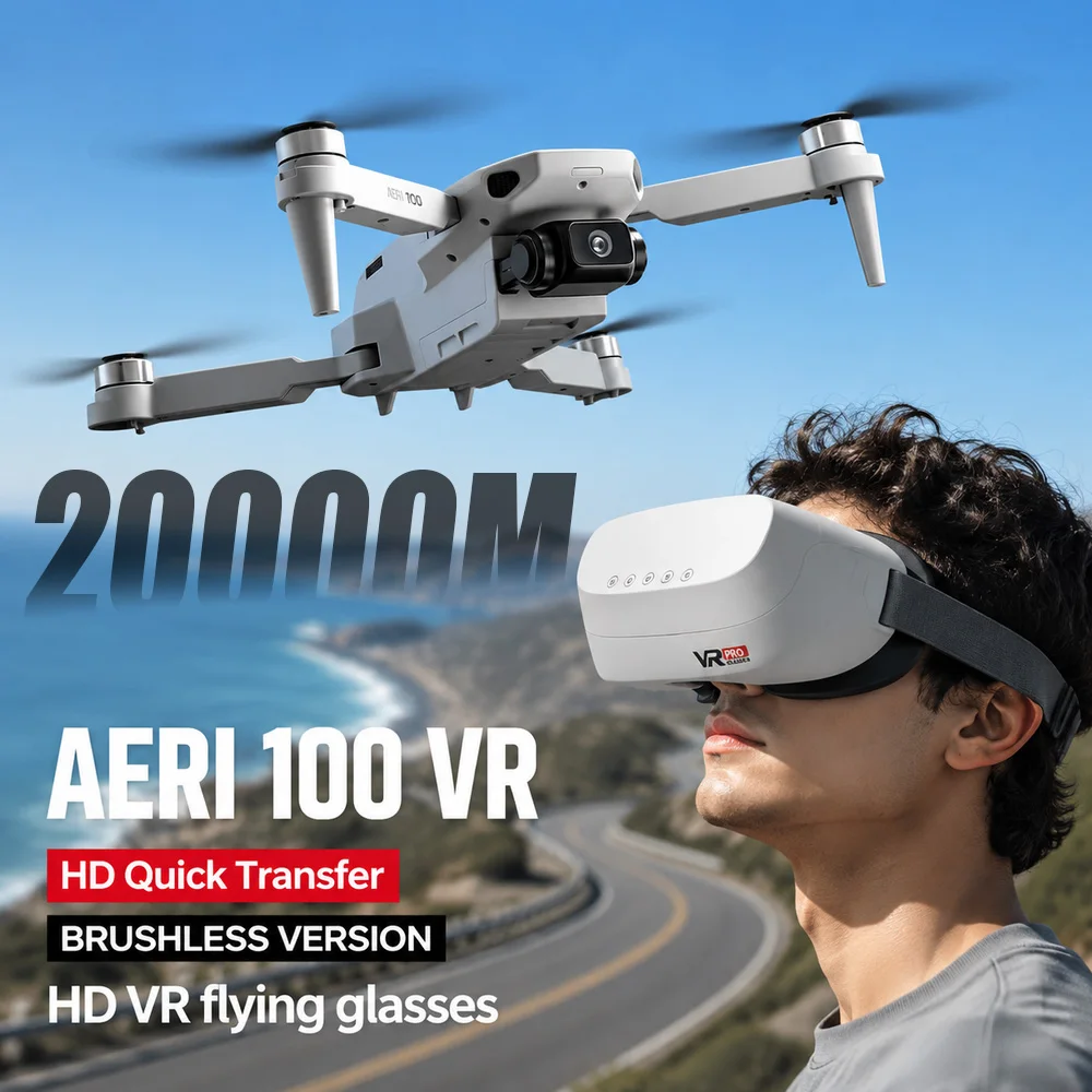 Aeri100 VR 전문가용 4K 항공 촬영 드론 브러시리스 듀얼 카메라 WiFi FPV 접이식 쿼드콥터 250g 미만 장난감 어린이 선물