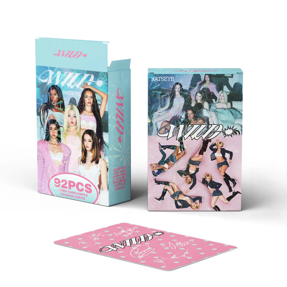 92개의 작은 카드 KATSEYE 새 앨범 WILD 상품 3인치 포토 카드 연예인 스티커 LOMO 인사말 카드