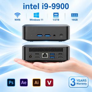 LENO NEW 미니 PC 인텔 코어 i9-9900 휴대용 게이머 컴퓨터 16GB RAM 2TB SSD FHD 블루투스 WiFi6 윈도우11 게이밍 오피스 4K HDMI