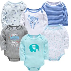Kavkas Baby Boys Girls Bodysuit 6 PCS 3 PCS 긴 소매 100% 코튼 베이비 의류 0-12 개월 신생아 바디 비비 점프 슈트 의류