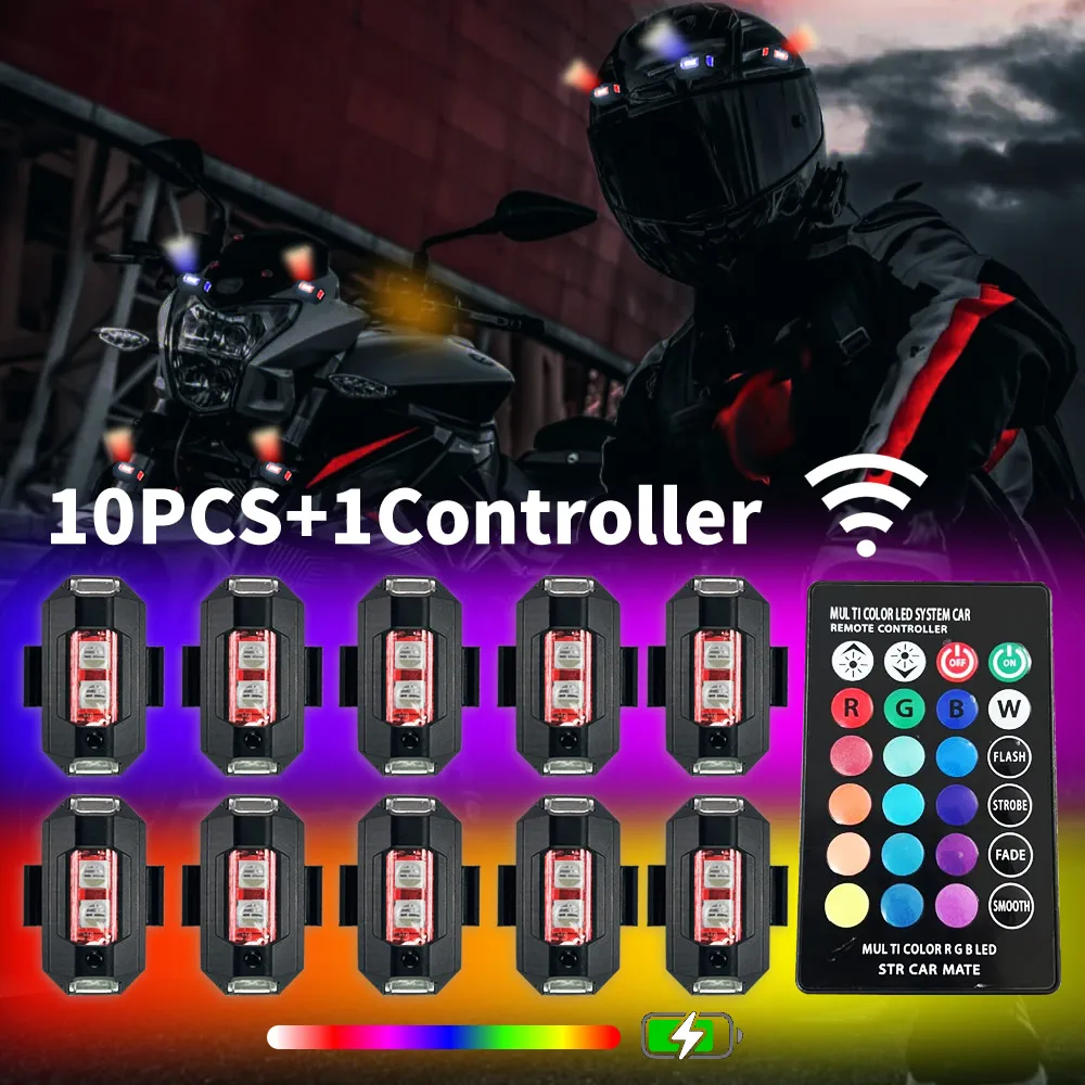 오토바이, 비행기, 헬리콥터, 자동차용 RGB LED 항공기 스트로브 라이트로 밤을 밝히세요. 색상 조절 간편, 충전 가능