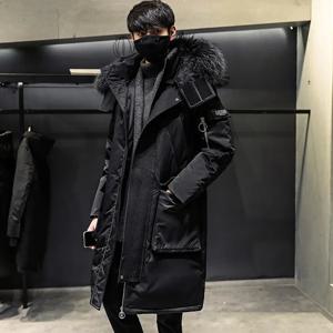 ZOZOWANG 남성용 다운 재킷, 두꺼운 따뜻한 파카, 모피 후드, 화이트 덕 다운 코트, 캐주얼 롱 다운 재킷, 겨울 패션