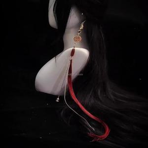 2025 빨간색 중국어 고대 동전 요소 귀 매달려 남성과 여성 우아한 한 요소 긴 술 귀걸이 hanfu 액세서리 b32