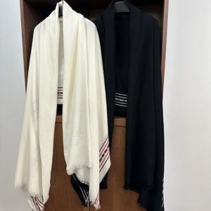 미니멀리스트 스타일 100% 순모 스트라이프 자카드 스카프 숄