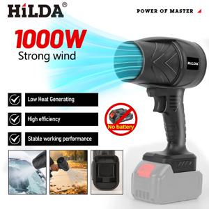 HILDA 핸드헬드 스톰 포스 에어 블로워 1000W 무선 먼지 제거기 눈 및 잎 청소기 터보 제트 클리너 프로 마키타 배터리용