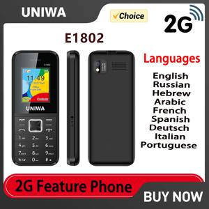 UNIWA E1802 2G 휴대폰 1.77인치 키패드폰 푸시 버튼 1800mAh 노인용 전화기 듀얼심 듀얼 스탠바이 무선 FM