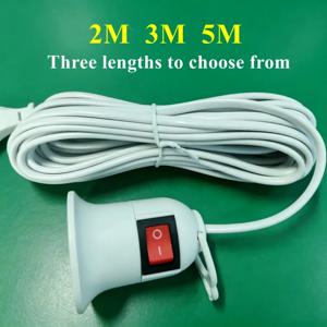 2m/3m/5m 확장 길이 E27 램프 홀더 코드(스위치 포함) EU/US 플러그 가정용 침실 창고 야외 조명용 휴대용 소켓