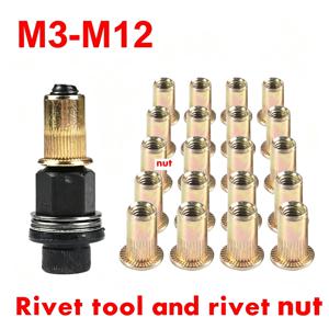 21pcs+1pc 핸드 리벳 너트 수동 리베터 너트 도구 액세서리 (너트 M4 M5 M6 M8 M10용) 간편 설치