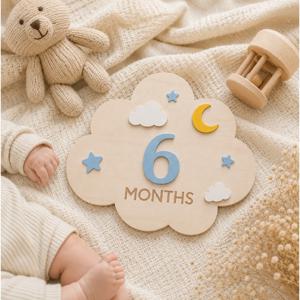 1세트 나무로 만든 아기 월별 성장 카드, 1-12개월 성장 사진 소품, 신생아 사진 표지판, 명절 선물