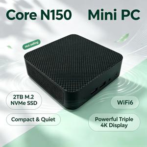 인텔 코어 N150 2026 휴대용 미니 PC 16GB DDR4 M2 NVMe SSD 트리플 4K WiFi6 무소음 냉각 사무실 가정용 데스크탑