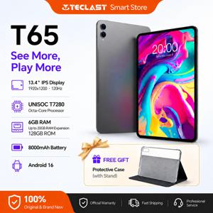 테클라스트 T65 태블릿, 13.4인치, 120Hz 주사율, 제미니 AI, 안드로이드 16, 26GB RAM(6GB+20GB 확장 가능), 128GB ROM, T7280 8코어 프로세서, 8000mAh 배터리, 4G LTE, GPS.