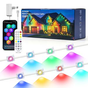 IP67 방수 등급의 RGB IC LED 장식 조명, 15m, 30m, 60m, 150m, 180m 길이, 블루투스 음악 재생, 타이머 기능, 앱 제어, EU/미국/영국 플러그, 크리스마스 장식용.