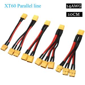 RC 드론 배터리 모터용 실리콘 와이어, XT60 병렬 배터리 커넥터, 암수 케이블 듀얼 익스텐션 Y 스플리터, 3 방향 14AWG