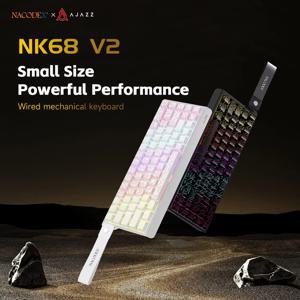 AJAZZ NK68V2 단일 모드 유선 기계식 키보드 휴대용 게이밍 키보드 RGB 핫스왑 가능 PC 경량 기계식 키보드