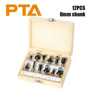 12개 6MM 샹크 밀링 커터 목공 조각 라우터 비트 세트 (박스 포함) 트리밍 스트레이트 밀링 커터 목공 비트 카바이드