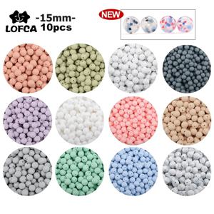 LOFCA 10pcs 15mm 실리콘 젖니가 남 구슬 15mm Teether 아기 간호 목걸이 젖꼭지 클립 구강 케어 BPA 무료 식품 학년 다채로운