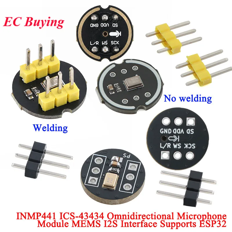 50개/1개 INMP441 ICS-43434 전방향성 마이크 모듈, I2S, ISS, MEMS, ESP32용, 고정밀, 저전력 센서, 초소형