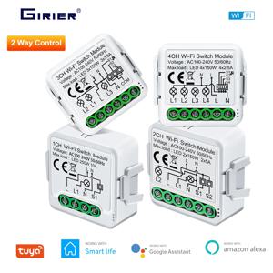 Tuya Wifi 스마트 스위치 모듈은 양방향 제어, App 원격 제어를 지원합니다. DIY 라이트 차단기 100-240V Alexa Google 홈과 함께 작동