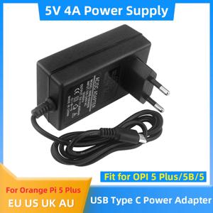 오렌지 Pi 5 전원 어댑터 5V 4A 충전기 20W USB 타입 C 전원 EU 미국 영국 AU 플러그 OPI 5 / 4 LTS / 3 LTS 라즈베리 파이 4B