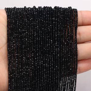 2mm 블랙 천연 세미 귀중한 돌 스피넬 느슨한 구슬 여성을위한 보석 만들기 DIY 여성 팔찌 목걸이 액세서리 38cm