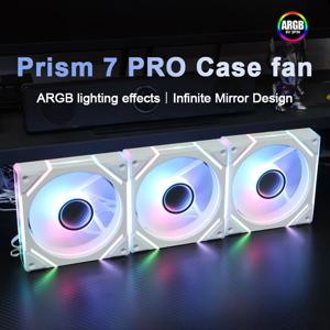 파워 트레인 프리즘 7 프로 120MM 케이스 쿨링 팬 ARGB/PWM H라인 인피니트 미러 디자인 저소음 쿨링 팬