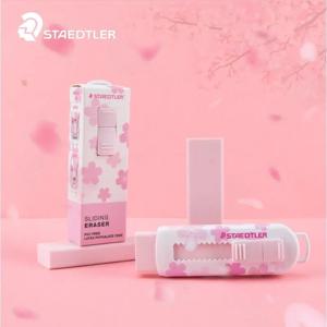 1Pc 스타들러 슬라이딩 접이식 연필 지우개(플라스틱 슬리브 포함) 사쿠라 캔디 색상 최소한의 부서짐, 편안한 그립감