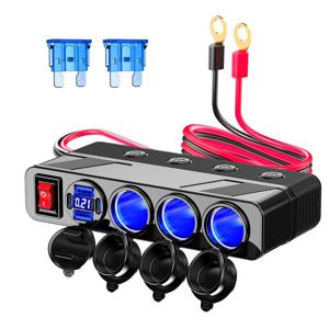 자동차 전원 소켓 분배기 모든 자동차 장치용 12V/24V 전원 콘센트 독립형 스위치 3 소켓