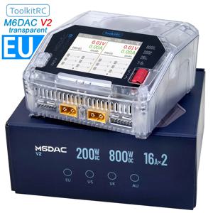 ToolkitRC M6DAC V2 TRN 충전기 스마트 2CH AC200W 투명색 DC800W IPS 디스플레이 모형 자동차 리튬 배터리 충전 1S 2S 3S 4S 5S 6S LiPo LiHv LiFe Lion LTO PB