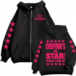 5 Seconds of SummerEveryone's A Star 지퍼 후드티 남녀공용 캐주얼 플리스 재킷 스웨트셔츠 힙합 팝 뮤직 집업 풀오버