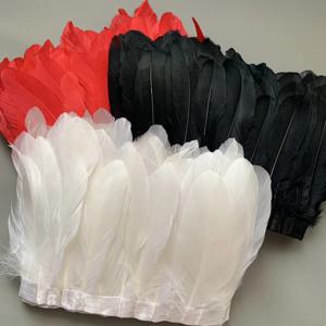 10미터/롤 천연 거위 깃털 장식 프린지 바느질용 의류 장식 깃털 15-20cm DIY 웨딩 깃털 장식
