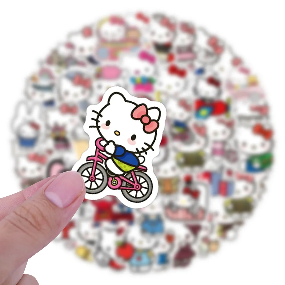 105PCS 귀여운 헬로 키티 산리오 낙서 스티커 전화 케이스 노트북 기타 노트북 카와이 스크랩북 만화 스티커 아이 장난감