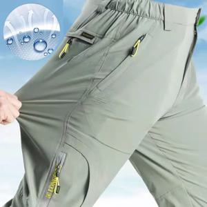 5XL 여름용 속건 하이킹 팬츠 남성용 스트레치 방수 전술 바지 지퍼 포켓 바지 경량 낚시 바지