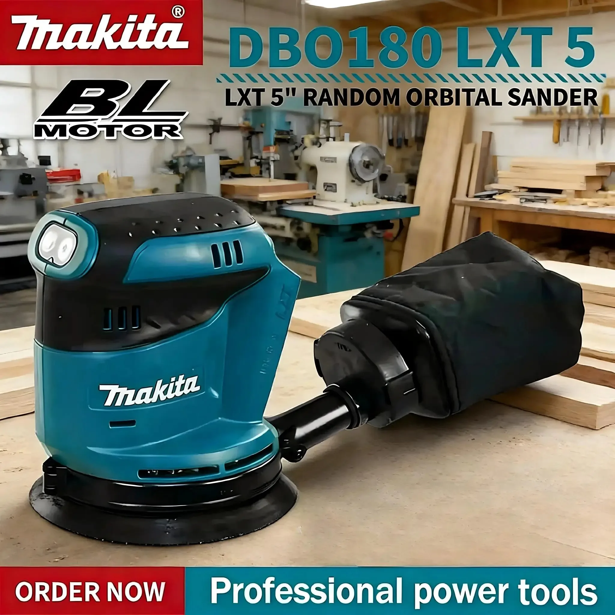 오리지널 마키타 DBO180Z 18V 무선 랜덤 오비탈 샌더 (목공, 퍼티 연마, DIY 및 전문가용, 본체만)