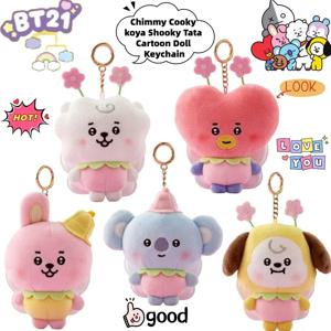 BT21 치미 쿠키 코야 슈키 타타 크리에이티브 애니메이션 주변기기 만화 키체인 개성있는 귀여운 백팩 장식용 인형 펜던트