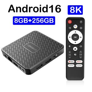 스마트 홈 시어터 T8S 8K 안드로이드 16 스마트 TV 박스 Rockchip RK3518 구글 어시스턴트 블루투스 6.0 듀얼 UI 8GB 128GB 미디어 플레이어