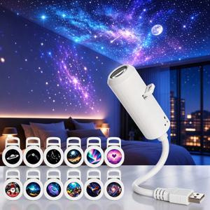 USB 스타 갤럭시 프로젝터 야간 조명 자동차 무드등 로맨틱 분위기 별빛 하늘 프로젝션 램프 자동차 및 가정 장식 조명