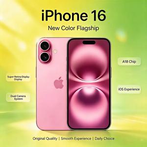 오리지널 아이폰16 6.1인치 슈퍼 레티나 XDR OLED 128/256GB ROM 6GB RAM 페이스 ID NFC A18 언락 미국 및 중국 버전 5G 아이폰16 휴대폰