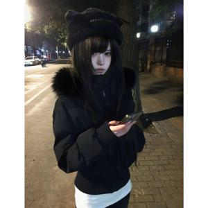미국 고급 퍼 칼라 탈부착형 재킷, 후드형 다운 코튼 소재 여성용 신제품, 지퍼형 짧은 패딩 재킷