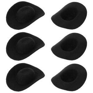 6개 세트: 카우보이 모자, 미니 천 모자, 부츠, 센터피스 장식용, DIY 공예, 인형의 집 장식용, 검은색 벨벳 소재